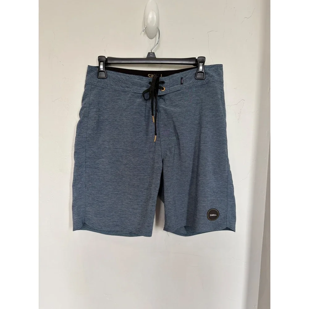 Swell Surf Anything Mens Blue Heathered Board Shorts Size 30 Swim Trunks